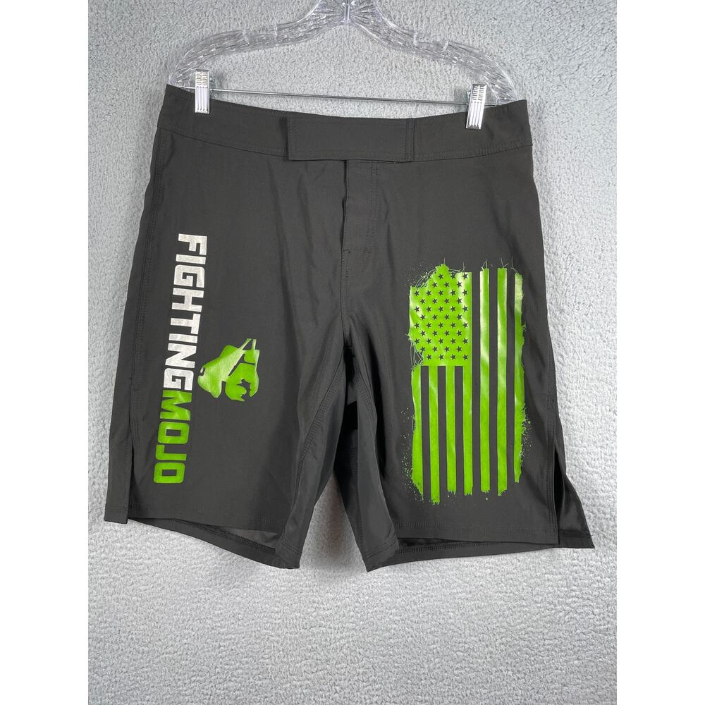 Men's Fighting Mojo Size 34 Boxing Shorts Black & Green Made in USA